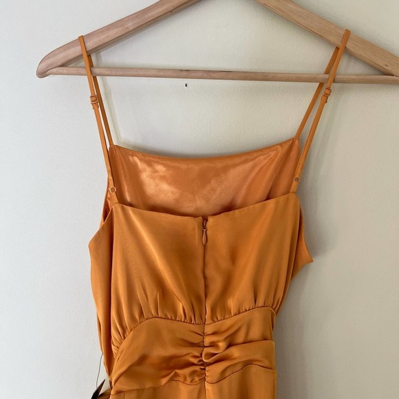 Satin Silk Belted Tie Waist Hi-Lo Maxi Dress NWT - Picture 9 of 14